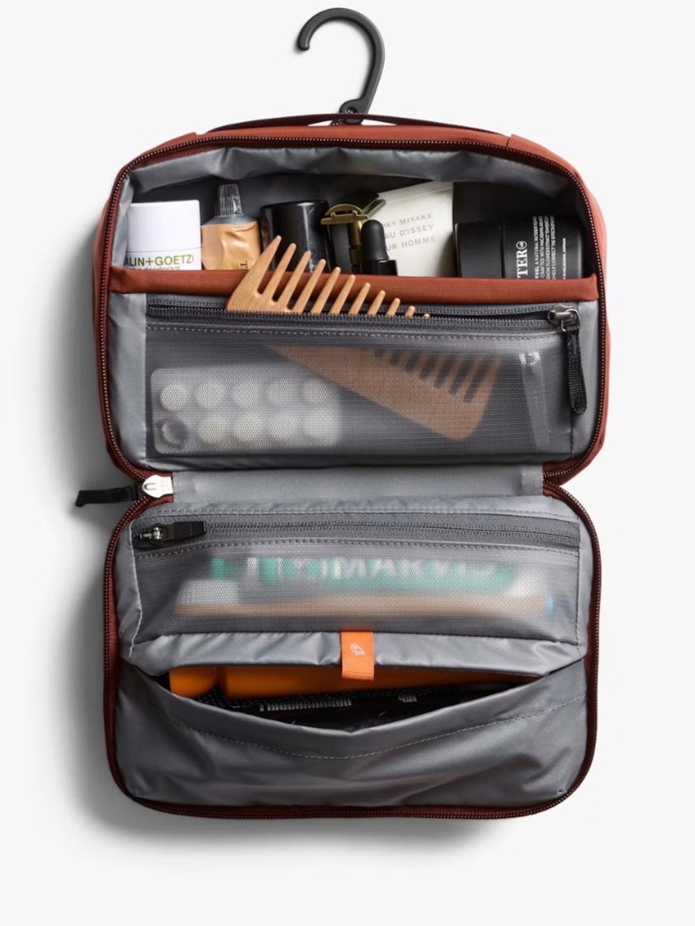 Bellroy hanging toiletry kit in clay